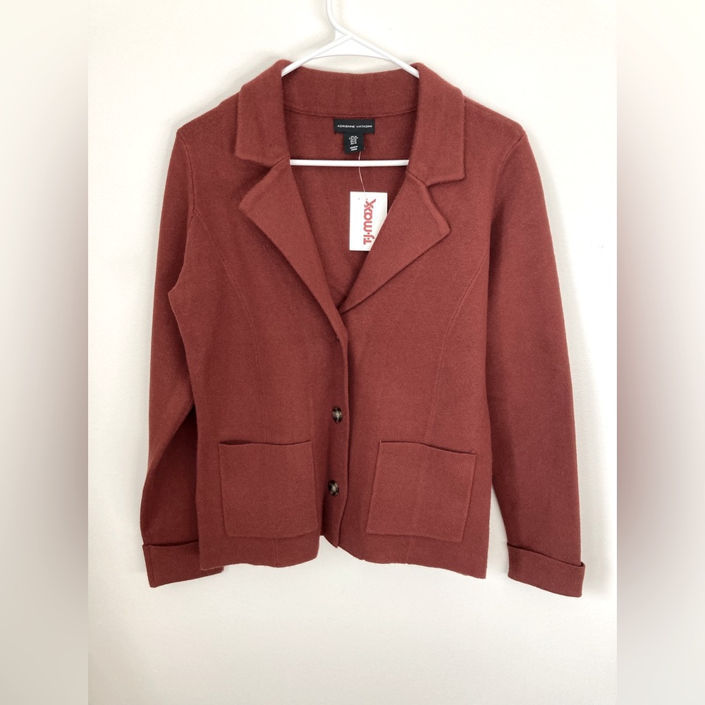 #116. 🆕 NWT Adrienne Vittadini, T.J. Maxx, Button-Down Blazer, Rust, (Women)